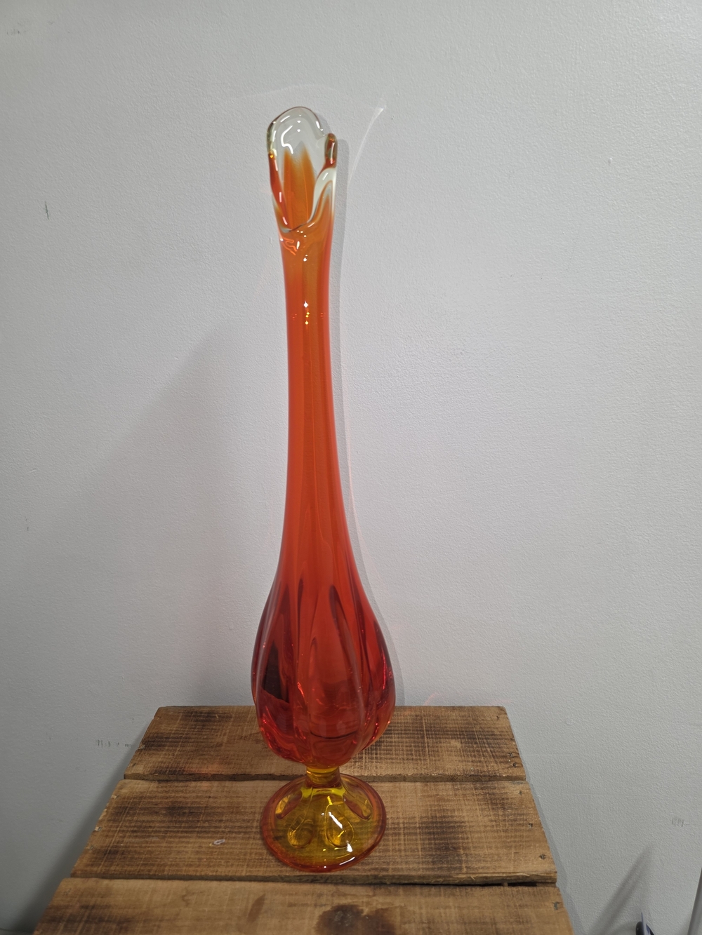 MCM Viking Epic Swung Glass Vase Persimmon Amberina